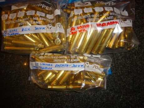 Muy buenas,
Vendo lote de vainas del calibre .300 Win. Mag.
52 vainas MEN, 25 vainas Barnes, 50 vainas 00