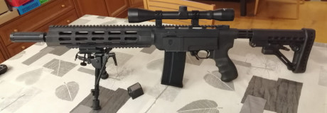 Vendo esta Ruger 10/22, tuneada:
-Kit chasis Archangel 556 ar15 style
-bocacha simulando silenciador
-cargador 01
