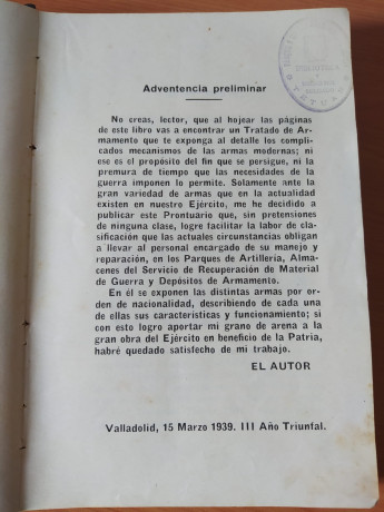 Se vende prontuario de armamento de Mariano Villoslada Miñon  Valladolid 1939.  

Precio: 30€

Interesados 00