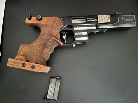 Se vende pistola pardini sp 22, mecanica, rapid fire.
Tiene cacha anatómica nill de talla L y cacha de 21