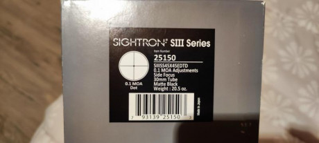 vendo visor sightron  SIIISS45X45EDTD con retícula fina 0,1 moa dot, apta para las modalidades de br50 02