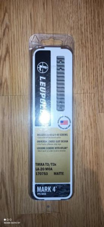 Vendo Carril 20 moa Leupold Mark 4 para Tikka T3 sin estrenar.
75 euros portesa Península incluídos. 00