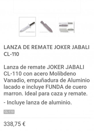Pongo a la venta está lanza de caza/remate de la casa Joker , está nueva sin estrenar, precio 210€ + portes 10