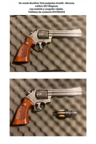 Compañero de club vende  revólver Smith&Wesson calibre 357 en acero inoxidable de 6 pulgadas. Modelo 00