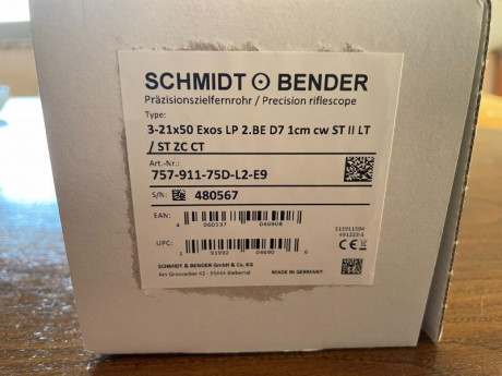 Se vende visor schmidt bender Exos 3-21x50,  con tapas caja y papeles, en un estado perfecto,  se puede 10