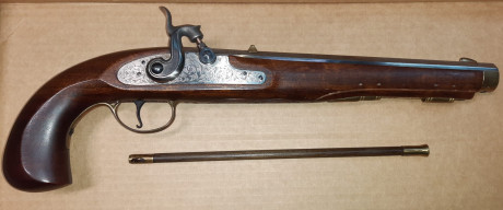 Vendo pistola Kentucky 1830 pedersoli de percusión, cañón de acero, exterior octogonal, interior estriado, 21