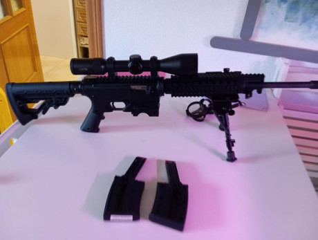 Por proyecto nuevo vendo Mosberg 715 calibre 22, con visor avistar, láser, linterna, trípode y 2 cargadores.
Tiene 00