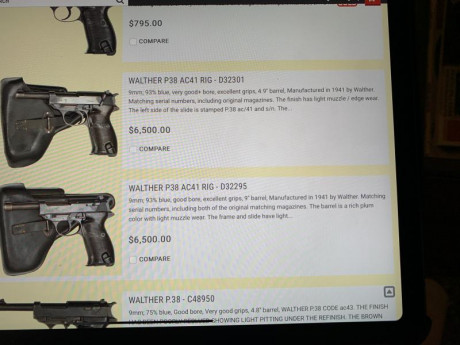 Se vende magnifica pistola Walther P38 AC41 segunda serie 9para. guiada en F con pavonado original, todos 80