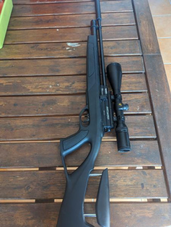 Gamo coyote, calibre 5,5 con visor gamo 3-12x56, la carabina tiene una semana, se compró y se cambia por 02