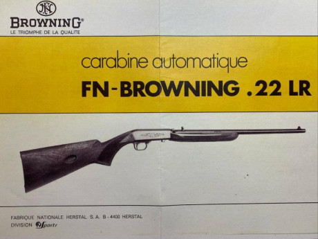 Carabina belga FN semiautomática del 22 LR, excelente estado, se desmonta en 2 piezas.
Cambio por carabina 02