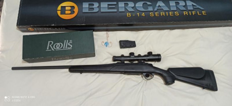 Hola pongo en venta mi rifle Bergara B14 en calibre 9,3x62 con dos cargadores, monta visor Roolls 1.1-4x24 00