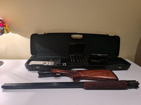 Superpuesta Rizzini modelo Fierce 1 Sporting calibre 20/76
5 chokes Rizzini de origen, cortos CL-IC-M-IM-F.
Gatillo 00