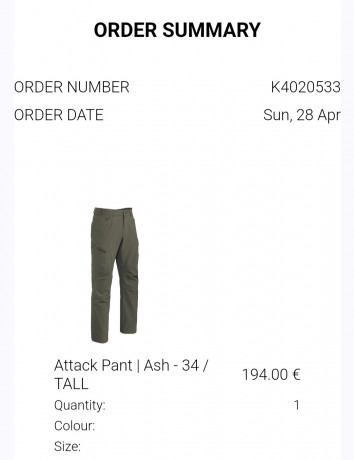 Buenas a todos, he pedido este pantalón KUIU en su página oficial pero me he equivocado en la talla.
Lo 11