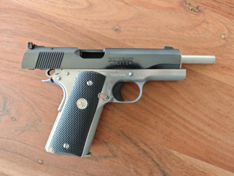 Buenos días a todos,

Vendo pistola Colt 1911 Combat Elite en calibre 38 Super Auto, con cañón de 5 pulgadas, 11