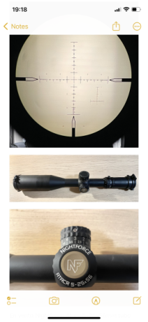 En venta Nightforce Atacr 5-25x56mm tubo de 34mm.

-Retícula en segundo plano focal MLR iluminada. 
-Correcciones 01