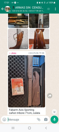 Hola. Vendo escopeta sporting,Fabarm con 5 polichoques extensibles, selector de disparo, funda, Monogatillo 00
