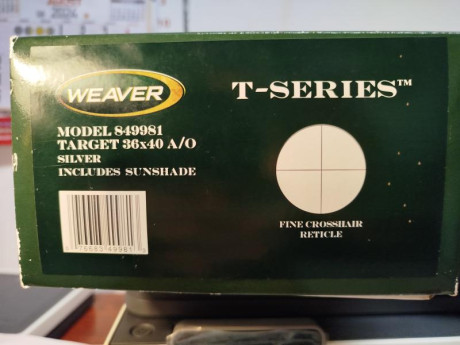 Vendo visor Weaver T-36, retícula Fine Crosshair, color plata, estado nuevo, solo un pequeño rasguño de 10