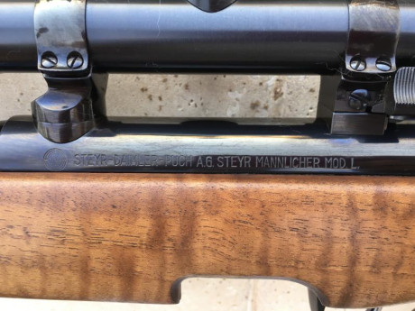 SE PUEDE CERRAR. RIFLE DE CERROJO STEYR MANNLINCHER.
MODELO L.
CAÑÓN PESADO. 
CALIBRE .243 Winchester. 22