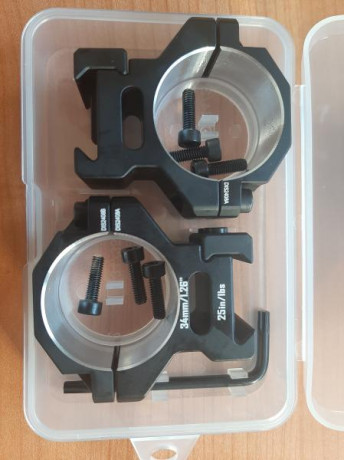 Se venden anillas fijas de aluminio Discoveryopt sin estrenar, para carrkl picantinny y tubo de 34mm. 01