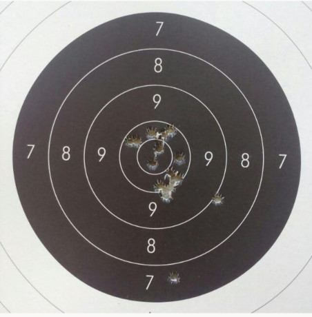 Pues eso, tirando a 100 metros con carga reducida unas puntas HN de plomo de 165 grains con un 308, que 40