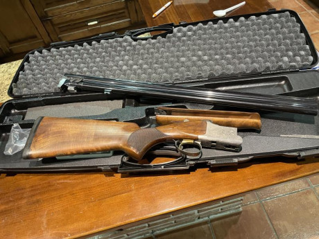 Vendo Escopeta con poco uso, 5 choques, maletín y anima de 18,4, solo me interesa cambio por Browning 01