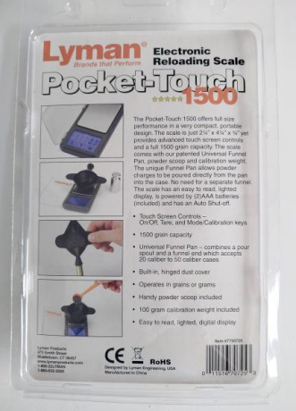 Hola a todos. Vendo báscula Lyman  Pocket-Touch 1500 prácticamente sin uso. Está en garantía hasta enero 00