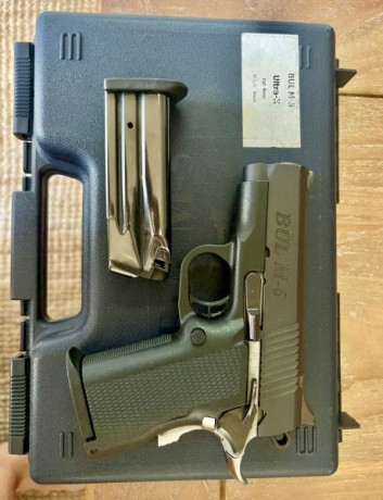A la venta pistola compacta marca Bull M5 ultra X con maletín de transporte y 2 cargadores.

Es calibre 02