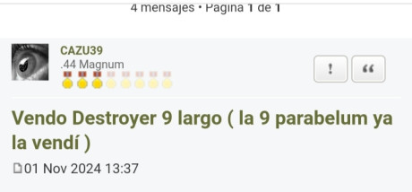 Vendo Destroyer 9 largo me fastidia mucho quitarla pero me an retirado la licencia indefinidamente y no 40