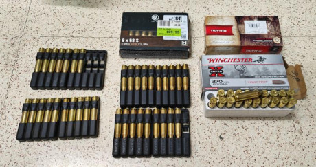 Vendo vainas de un solo disparo:
39 del 8x68S RWS Y NORMA
40 del  270 WSM, Winchester y Norma
17 del 300 02