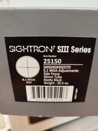 Vendo por jubilación, visor Sightron 45X45 Competitión, comprado este año, estado nuevo, con caja original, 00