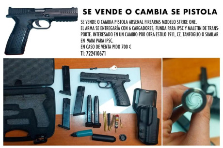 Como puse en el asunto vendo o cambio la pistola

Una  Astra A-80  calibre 9x19 con  10 cargadores  y 02