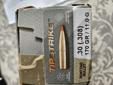 Vendo puntas Norma Tipstrike , 170 grains , calibre 30 .
Cantidad 94 .
La caja de 100 cuesta 150 €  
Las 01