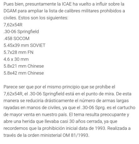 Le he dedicado un tiempo a buscar donde aparecen recogidos aquellos calibres que esta considerados como 100