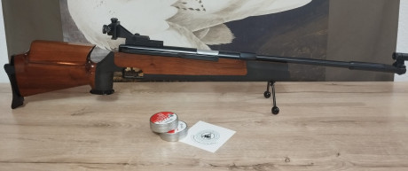 Buenas noches,  
Feinwerkbau 300 S  Universal zurda , la carabina se encuentra en muy buen estado con 60