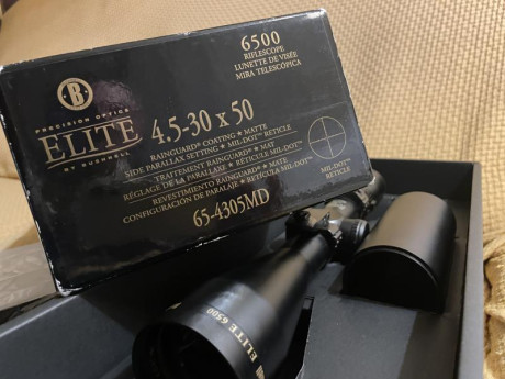 Se vende visor Bushnell Elite 6500. De 4,5-30 x 50 con retícula Mil-Dot,con su caja original. En las fotos 02