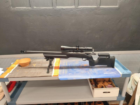 Hola vendo Rifle Remington 700 cañón pesado en CALIBRE 308w con dos culatas más visor,bípode y funda muy 00