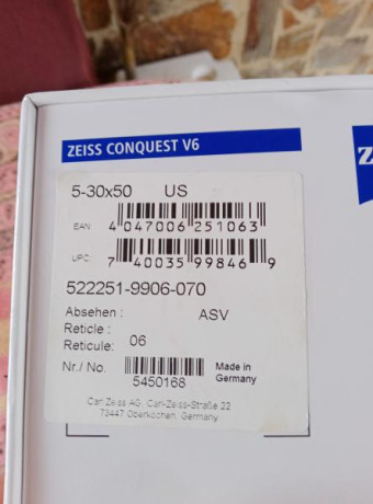  zeiss conquest v6 5-30x50 comprado en junio pasado impoluto,solo puesta a tiro y 5 recechos 1780€ girona 11
