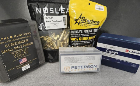 VENDO VAINAS NUEVAS 6MM CREEDMOOR
ALPHA MUNITIONS    100UN.  120€
STARLINE  100UN.  60€
PETERSON  50UN. 00