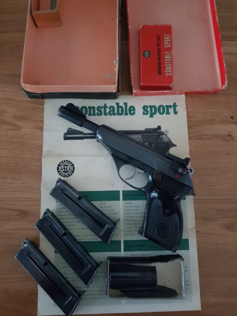 Se vende esta impecable Astra Constable Sport tipo 1 en 22lr. con su caja original en buen estado, 3 cargadores 02