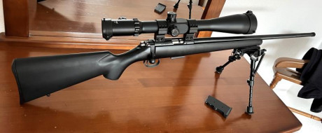 Rifle CZ 455 sintético de cerrojo del calibre 17 HMR, cargador de 5 balas y otro de 10, estado impecable, 01