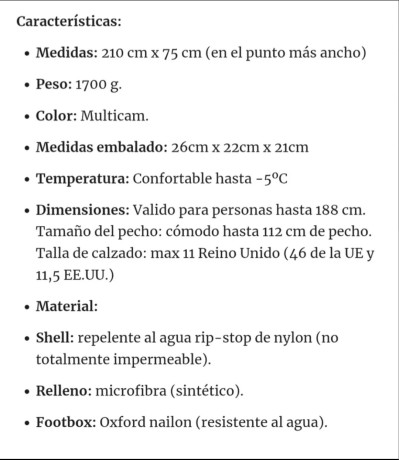 Saco de dormir nuevo, sin utilizar,  procede de un sorteo. Marca DD Hammock Jura 2 MC. Especificaciones 20