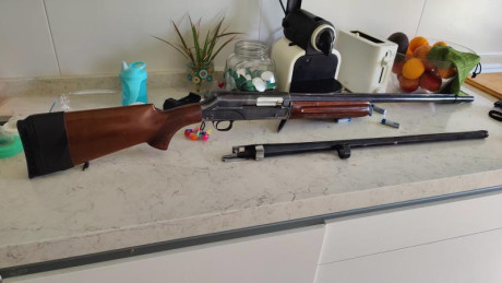 Se vende escopeta repetidora marca BREDA con dos cañones. Uno estriado para caza mayor y poder tirar bala 00