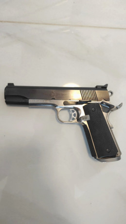 Norinco 1911 A1. Originalmente de fábrica, una .45 acp. La habían cromado antes de comprarla. Viene con 01