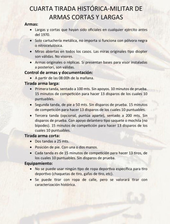 El 15 de marzo del 2025 cuarta tirada con armas historico militares cortas y largas en Torres de Segre. 20