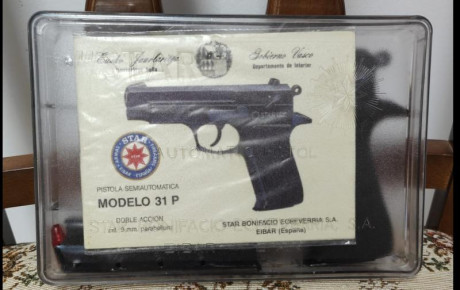 Vendo pistola Star modelo 31P, calibre 9mm parabellum, pistola que ya tuve en venta y vendida, pero por 02