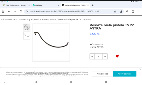Se me ha roto el muelle del gatillo de mí Astra TS 22, creo que está hecho de cuerda de piano, alguien 40