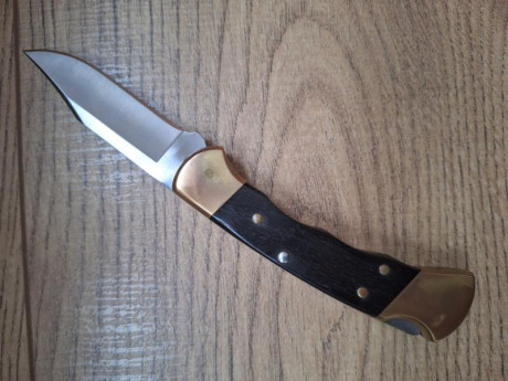 Se VENDE: 

Navaja americana marca BUCK modelo 112  con funda de cuero de la misma marca para el cinturón. 02