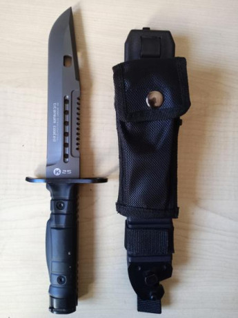 machete/bayoneta ara Ar15/M16 con hoja enteriza y sierra, hecho de acero vanadio con recubrimiento de 02