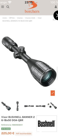 Visor con reticula iluminada balística DOA de intensidad regulable. Usado dos veces. Vendo por cambio 10