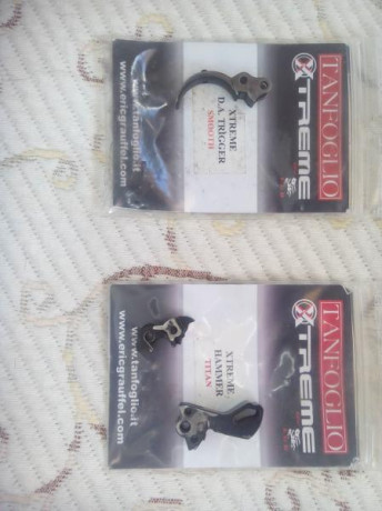 Hola.
Vendo conjunto disparo Tanfoglio Xtreme doble acción
Martillo Titan
Gatillo smooth
Fiador xtreme
Usados 00